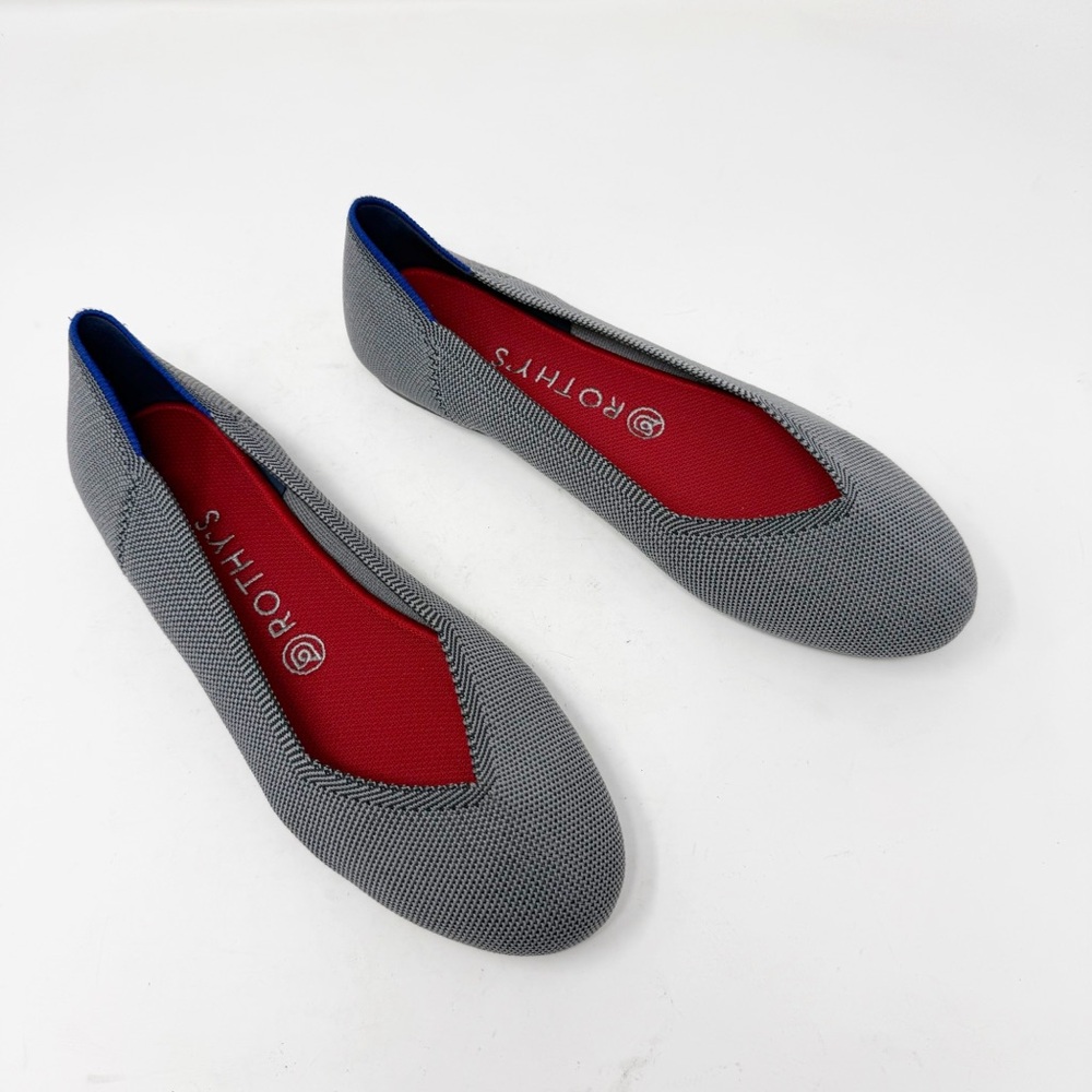 Rothy's Gray and Red Flats